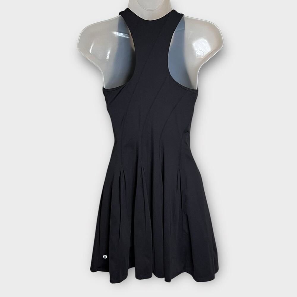 LULULEMON black Court Crush Tennis Dress Built in Bra Size 2 Pickleball - Picture 6 of 7